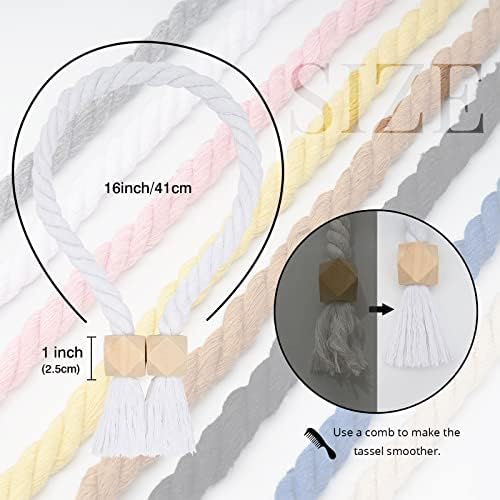 NICEEC 2 Pack Wooden Polyhedron Magnetic Curtain Tiebacks Boho Home Decor Drape - Image 4