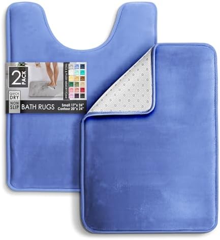 Clara Clark 2 Piece Bathroom Rugs, Velvet Memory Foam Bath Mat Set, Non-Slip - Image 3