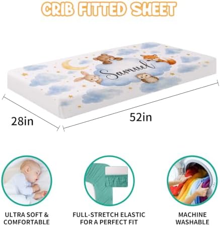 Custom Baby Boy Minky Crib Bedding Set, Animal Bedding 3 Pcs Set - Image 3