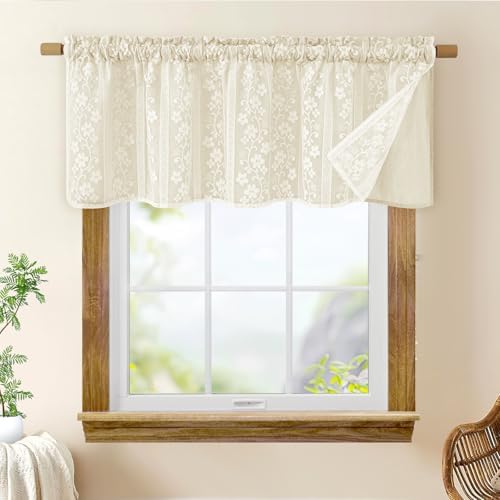 ASPMIZ Linen Valances for Windows Double Layers Valance Curtains Farmhouse by ASPMIZ
