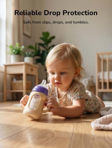 2-Pack Silicone Sleeves for New Lansinoh & Pigeon Glass Baby Bottle 8 oz - Image 4