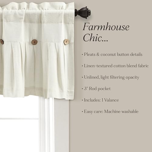 Lush Decor Linen Button Farmhouse Valance CurtiansOff White - Image 6