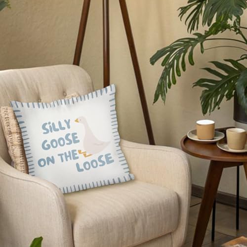 Cute Blue Silly Goose Pillow Cover Toddler Boy Bedroom Decor - Image 5