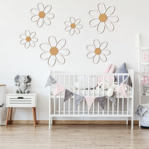 Thyle 6 Pcs Daisy Wall Decor Wooden Flower - Image 3