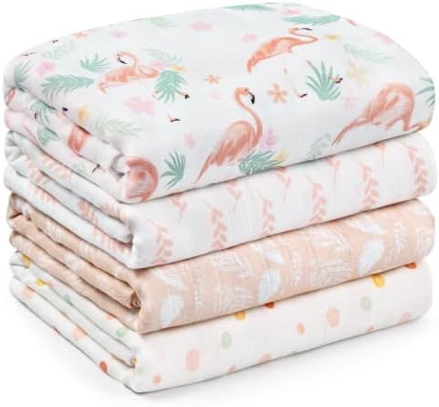 GLLQUEN BABY Muslin Swaddle Blankets 4Pk Receiving Blanket Large 35" x 40" by GLLQUENBABY