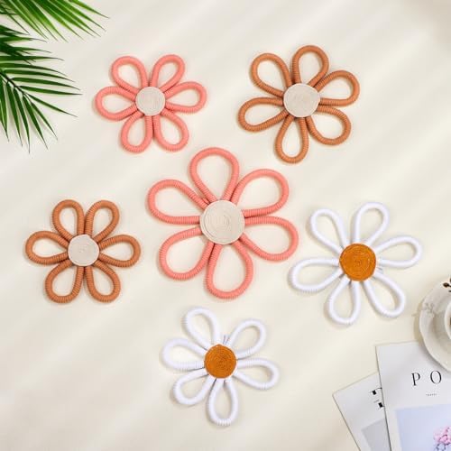 Barydat 6 Pcs Daisy Nursery Decor Retro Flower Pink - Image 3