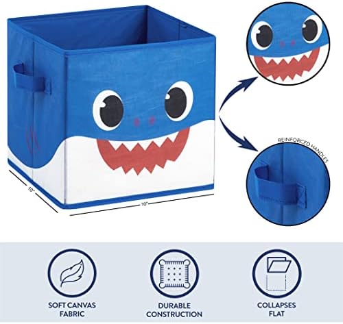 Idea Nuova Baby Shark Collapsible Storage Cubes, Baby Shark Blue/Yellow - Image 3