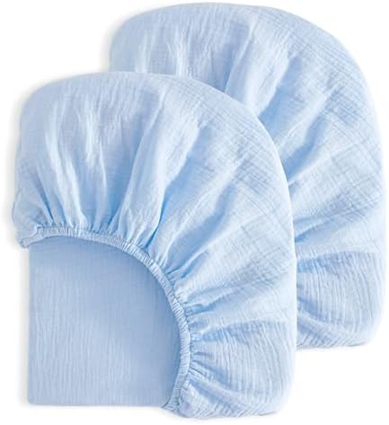 NTBAY Mini Crib Muslin Fitted Sheets, 2 Pack, 24 x 38 by NTBAY