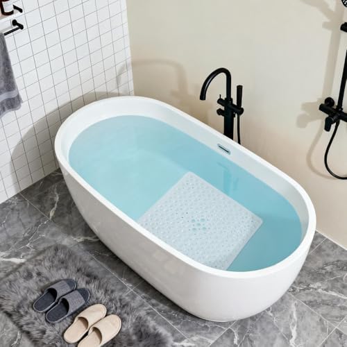 Anti-Slip Bathtub Shower Mat 21×21 Inch Clear White - Image 4