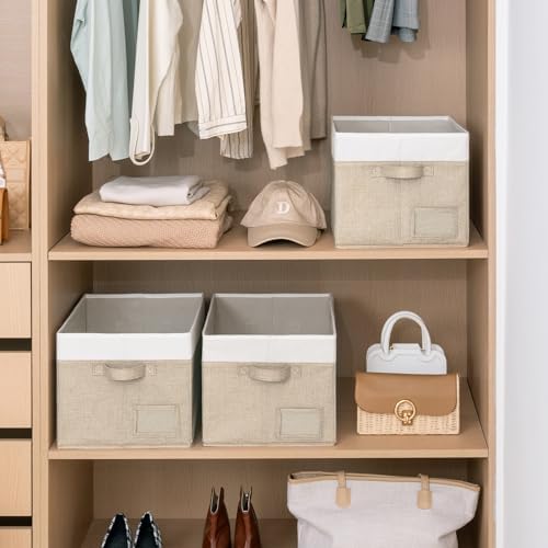 GRANNY SAYS Closet Shelf Baskets, Khaki&Ivory, Extra Large - Image 2