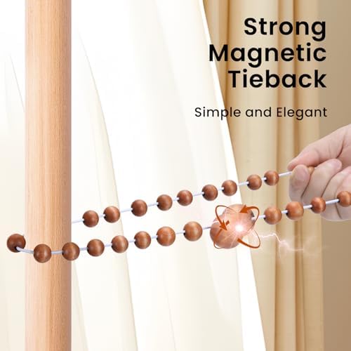 KLOGTSIND Magnetic Curtain Tiebacks, 4 Pack Wood Bead Curtain Holdbacks - Image 6