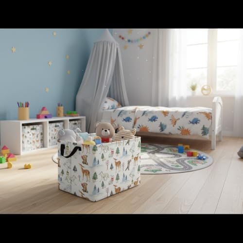 Rectangular Kids Basket Baby Girl Basket Fabric Storage Bin Organizer Box Room - Image 5