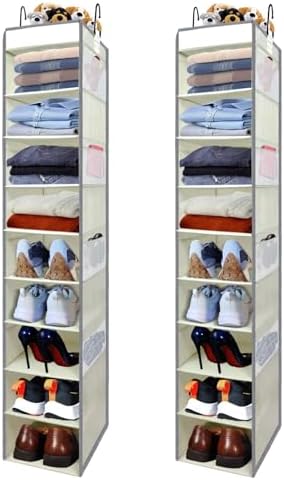 2 Pack Large-Sized Hanging Shoe Organizer 10-Shelf, Sturdy Hanging Closet by ROOMTALK