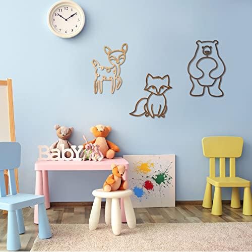 Yulejo Nursery Wall Decor 3 Pieces Jungle Theme Nursery Decor Wooden Animal - Image 4