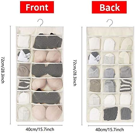 Closet Hanging Organizer with Mesh Pockets & Rotating Metal Hanger, Dual Sided - Image 4