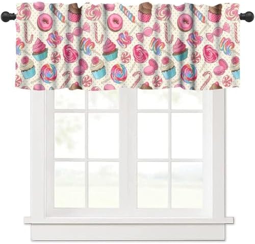 Dessert Valances Curtains Lollipop Candy Macaroon Cupcake Polka Dots Window by Unknown