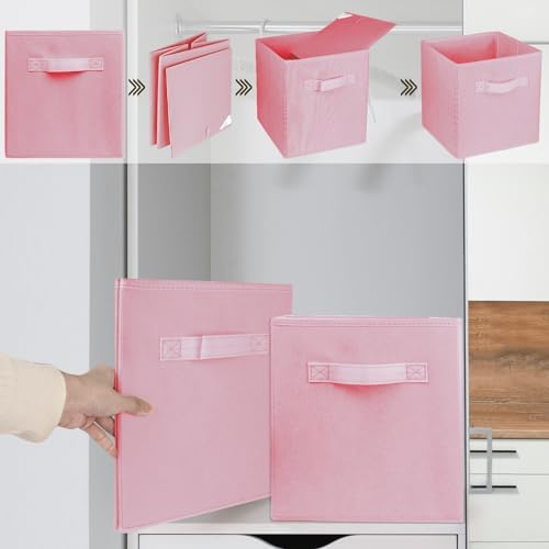 2Pcs Storage Cubes, 10.5 Inch Collapsible Storage Bins, Fabric Foldable Bins - Image 3