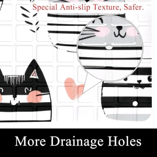 Bathtub Mat Non Slip 26.8x15.1 Inch, Striped Cats Shower Mat - Image 2