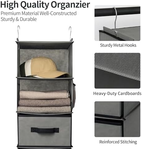 GRANNY SAYS Hanging Closet Organizer, 5 Drawers, 6 Shelves, 4 Pockets - Image 5