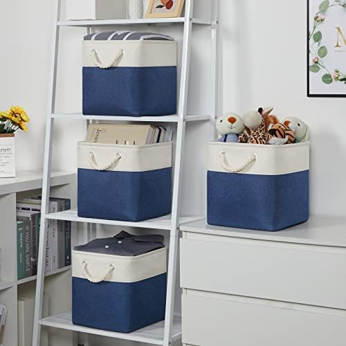 Temary Fabric Storage Cubes 11x11 Cube Storage Bins 4Pack Blue Basket - Image 4