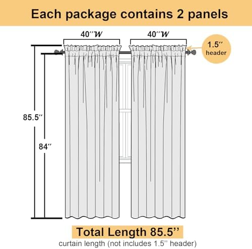Lecloud Leia Light Grey Sheer Curtains 84 Inches Long 2 Panels, Semi Sheer - Image 5
