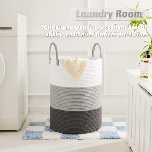 Artfeel Laundry Basket, Woven Cotton Rope Laundry Hamper, 40L - Image 2