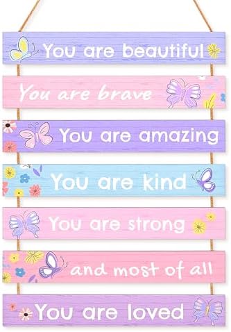 Girls Room Decor Colorful Inspirational Wall Plaque Set by Home