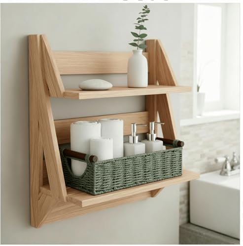 CubesLand Small Wicker Toilet Basket Tray Organizer W/Cut Out Handle - Image 2