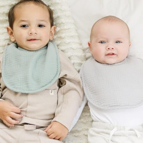 Konssy 8-Pack Muslin Baby Bibs, Adjustable Fit - Image 5