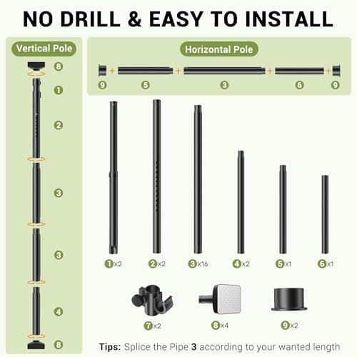 Room Divider No Drilling Curtain Rod Wall Divider - Image 6