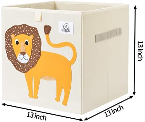 13 Inch Animal Cube Storage Bins, Foldable Fabric Kids Toy Box & Toy Chest - Image 2