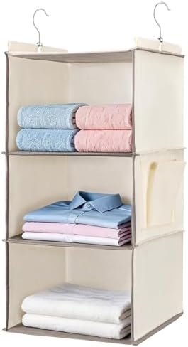 Hanging Closet Organizer and Shelves, 3 Shelves by BOOMIBOO