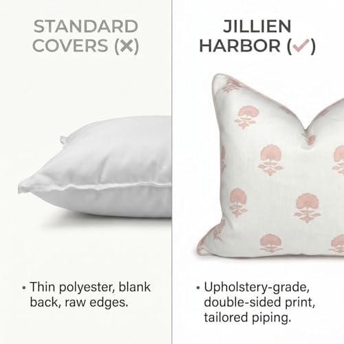 Jillien Harbor “The Lauderdale” Floral Block Print Pillow Cover – Blush Pink - Image 6