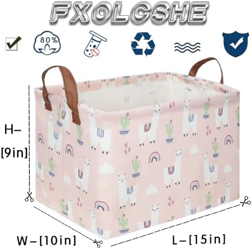 FXOLCSHE Rectangular Pink Alpaca Basket, Collapsible waterproof nursery laundry - Image 7
