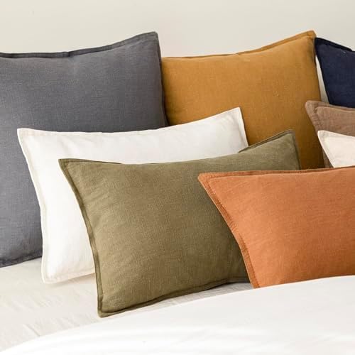 Foindtower Decorative Linen Lumbar Throw Pillow Covers 12x20 Cream White - Image 7