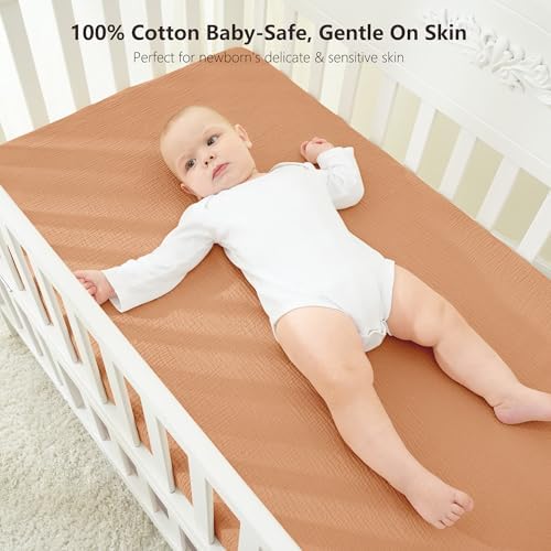 Bearmoss Muslin Crib Sheets 100% Cotton Baby Bed Sheets Soft&Breathable Nursery - Image 2