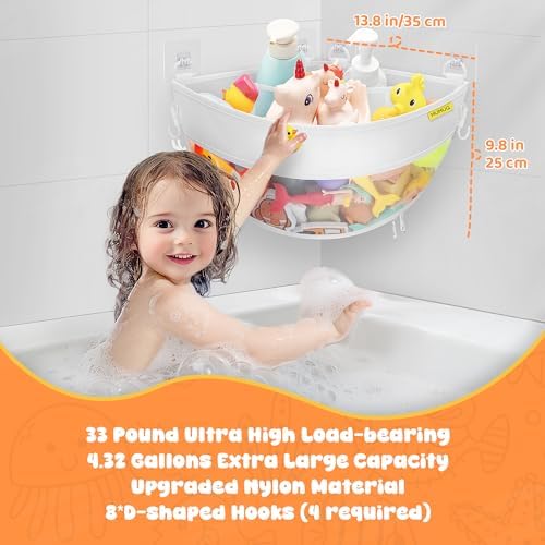 Bath Toy Storage Corner Wall Mounted, 4.32 Gallons Bath Toy Holder - Image 5