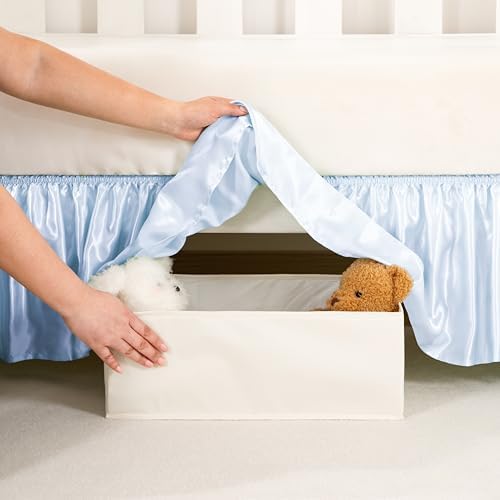 Baby Blue Satin Crib Bed Skirt - Image 4