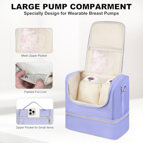 Wearable Breast Pump Bag with Cooler Compartment Fits - Image 3