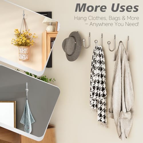 Hion Curtain Holdbacks Silver 2pcs, Curtain Tiebacks Wall Mounted Hooks - Image 5