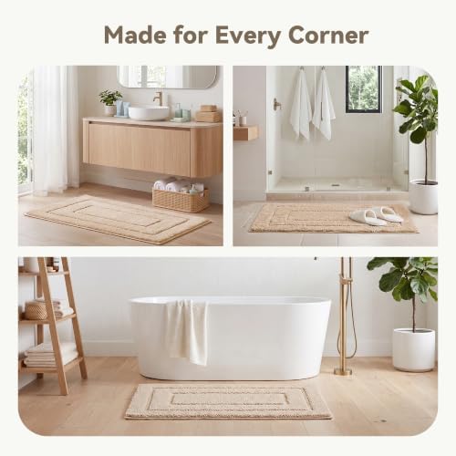 GRANNY SAYS Khaki Bathroom Runner Rug 24" x 48", Soft Microfiber Bath Mat - Image 6