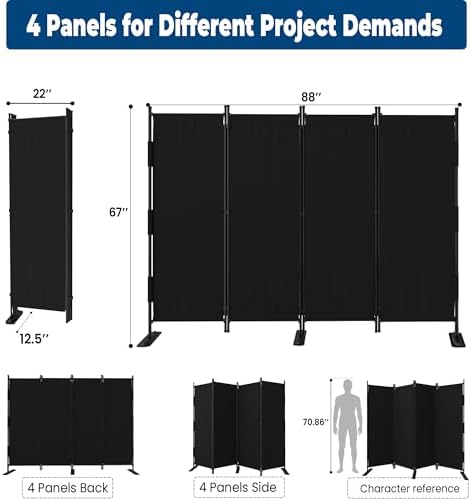 Room Divider 4 Panel Folding Screen 6ft Portable Wall Partition Room Divider - Image 5