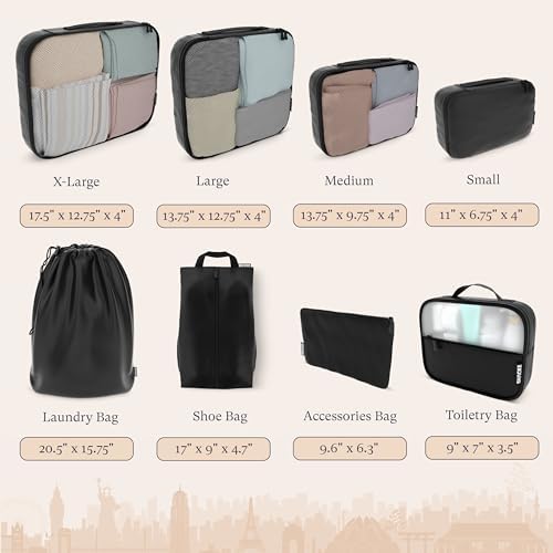 Shacke 8 Set Packing Cubes for Travel, Shoe & Toiletry Bags - Image 4