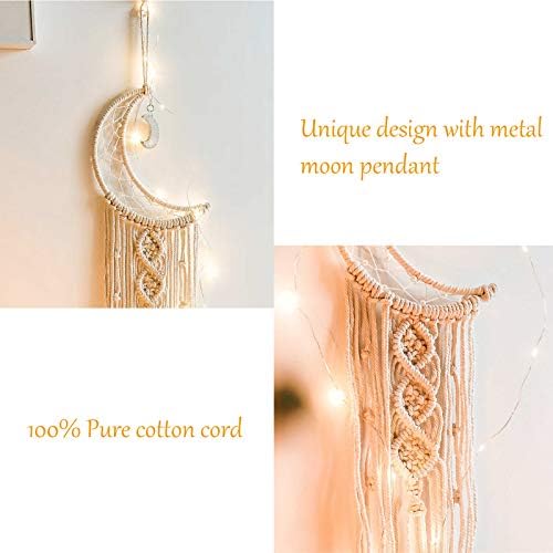 Tarklanda Moon Star Dream Catcher Decor, Macrame Wall Hanging Boho Home Decor - Image 3