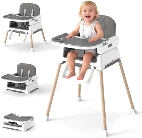 4 in 1 Baby High Chair for Babies and Toddlers, Foldable & Portable Convertible by CuFun