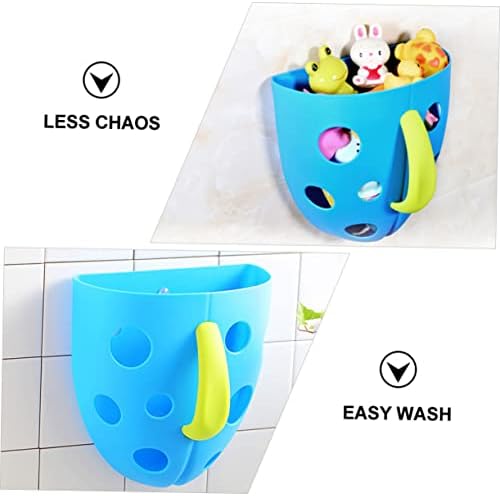 Cabilock Blue Plastic Suction Cup Bath Toy Basket - Image 5