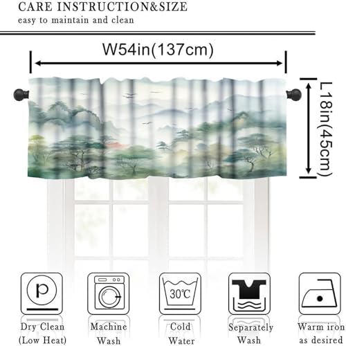 Forest Kitchen Valance Curtain, Watercolor Style Nature Woodland Green Forest - Image 2
