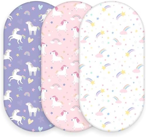 Baby Bassinet Sheets, 3 Pack Fitted Bassinet Mattress Sheets, Compatible by FIEMOL