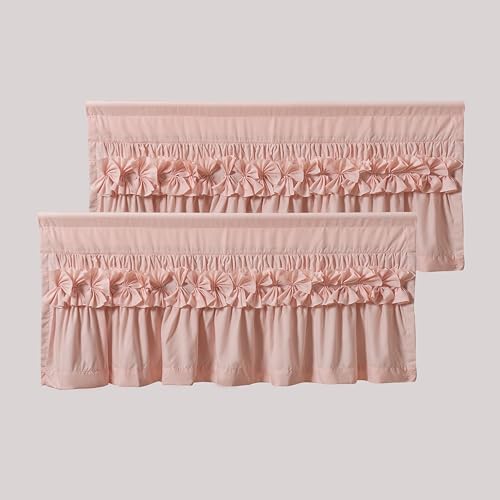 HIG 2 Pack Peach Ruffle Handcrafted Window Valances by HIG