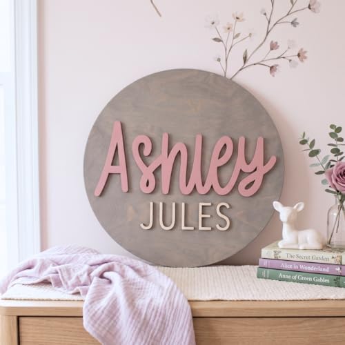 Custom Round Nursery Name Sign, Personalized 3D Baby Name Announcement Sign - Image 3